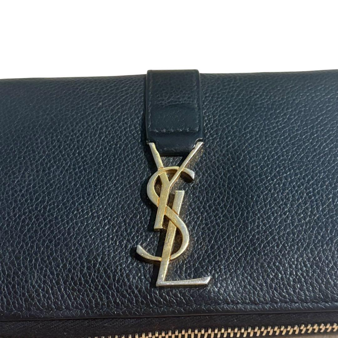 サンローラン 長財布 ラウンドファスナー カサンドラ YSL金具 黒