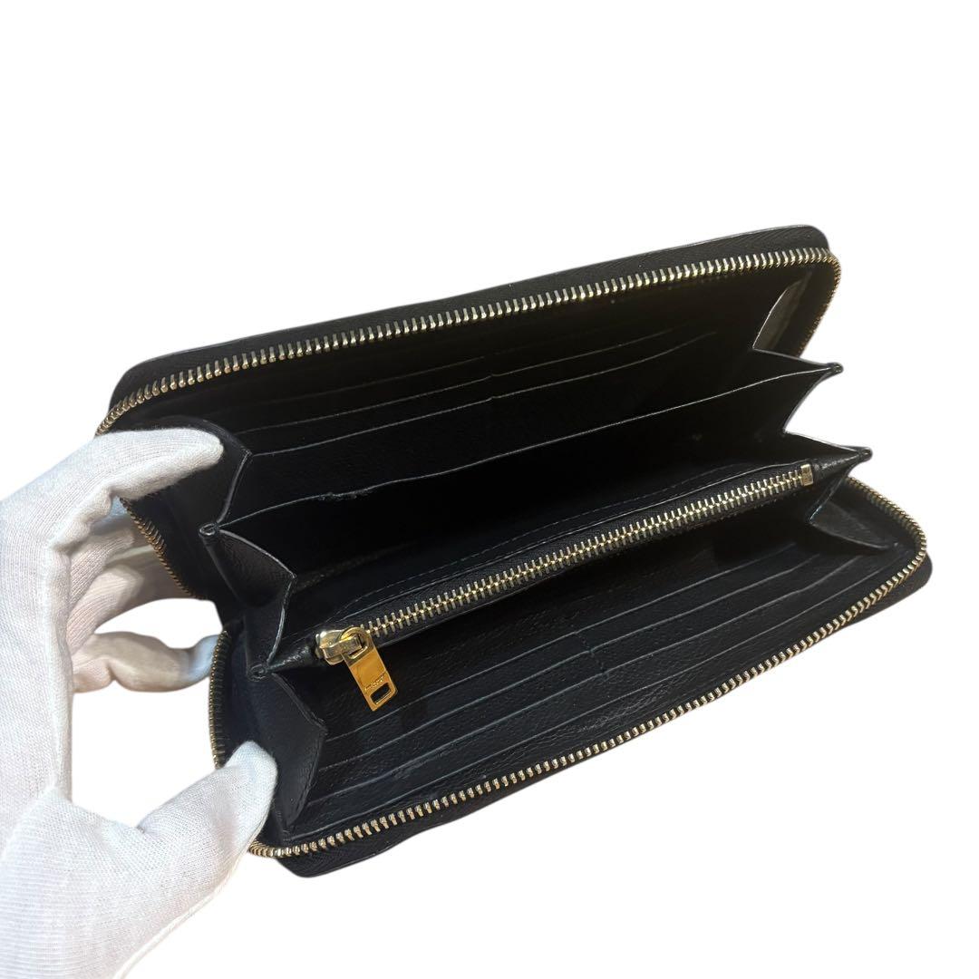 サンローラン 長財布 ラウンドファスナー カサンドラ YSL金具 黒