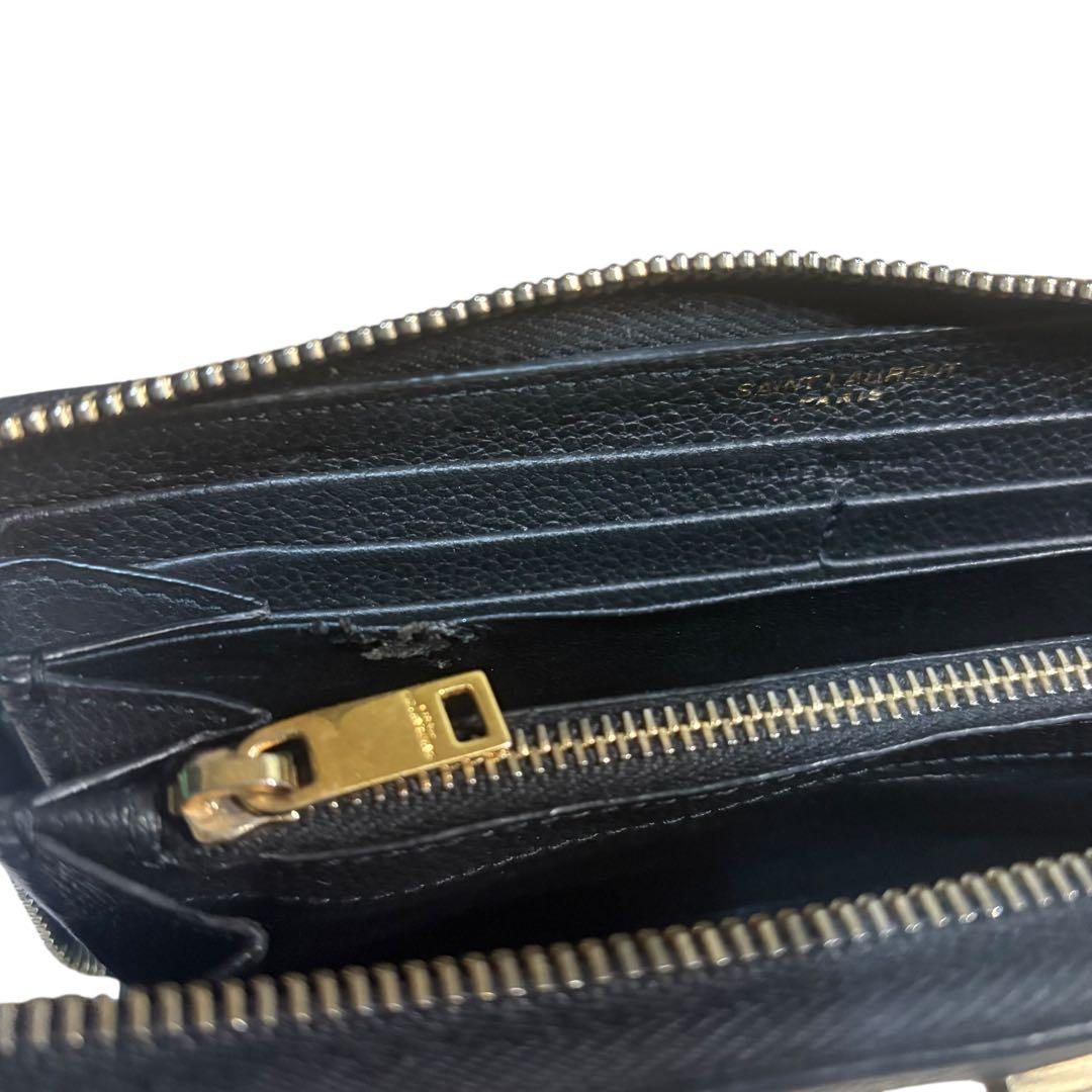 サンローラン 長財布 ラウンドファスナー カサンドラ YSL金具 黒
