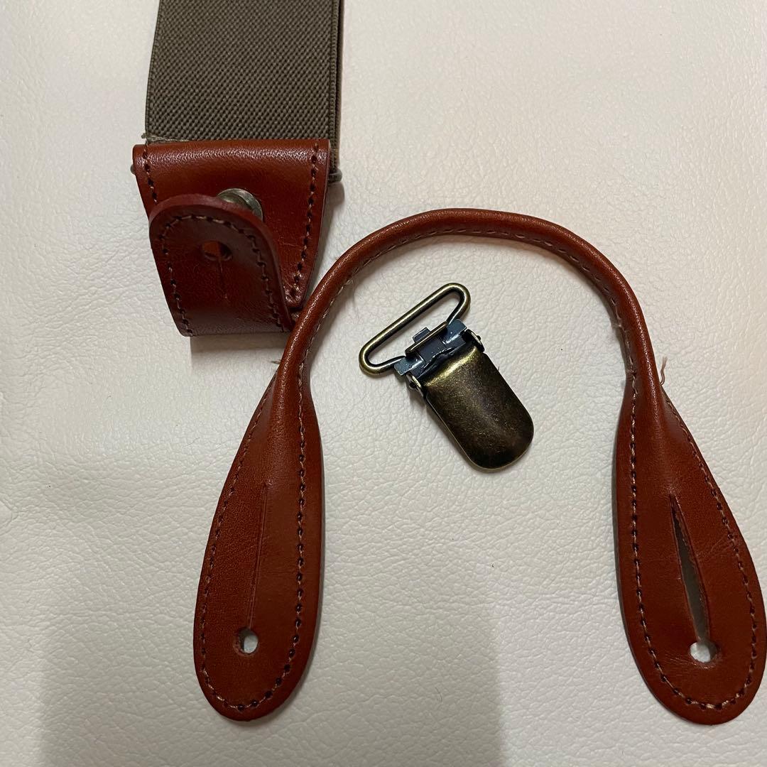 オルゲイユ ミリタリーサスペンダー グリーン レザーブラウン 7325
