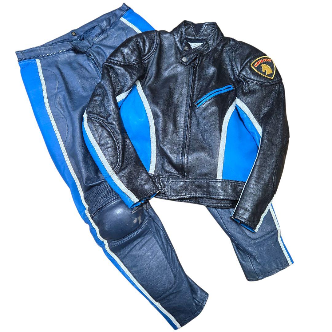 希少Lサイズ MOTOPLUS レーシングジャケット&パンツ レザーセットアップ