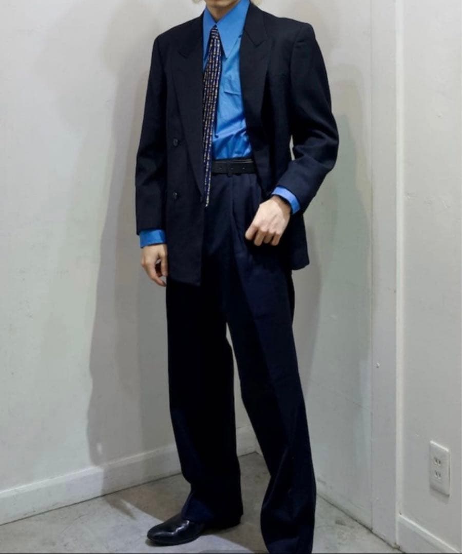 美品セットアップ ダブルスーツ テーラードジャケット メンズ ビンテージ 成人式