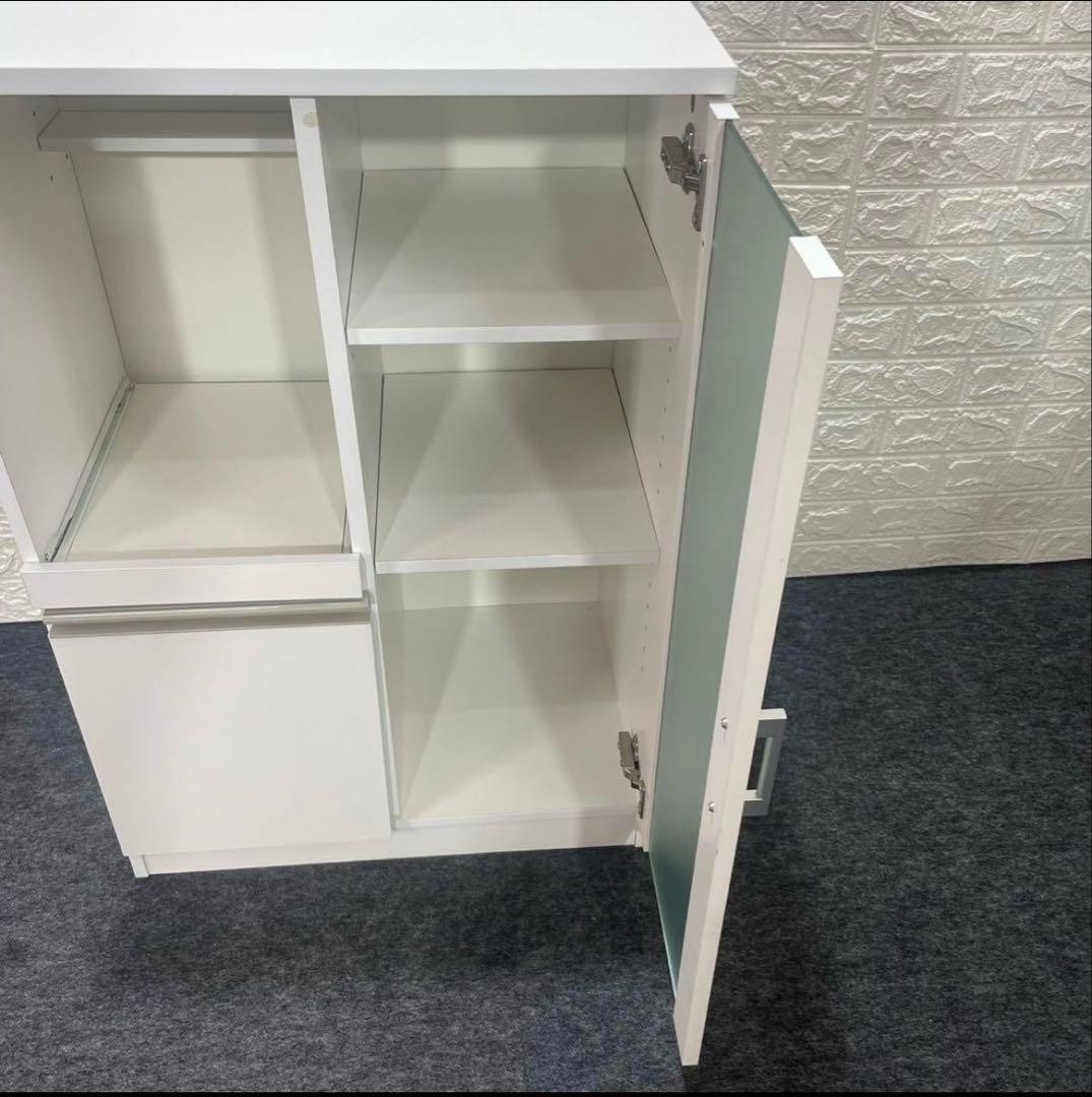 最終値下げ　ニトリ レンジ台 白 スリム 食器棚 キッチンカウンター ボード