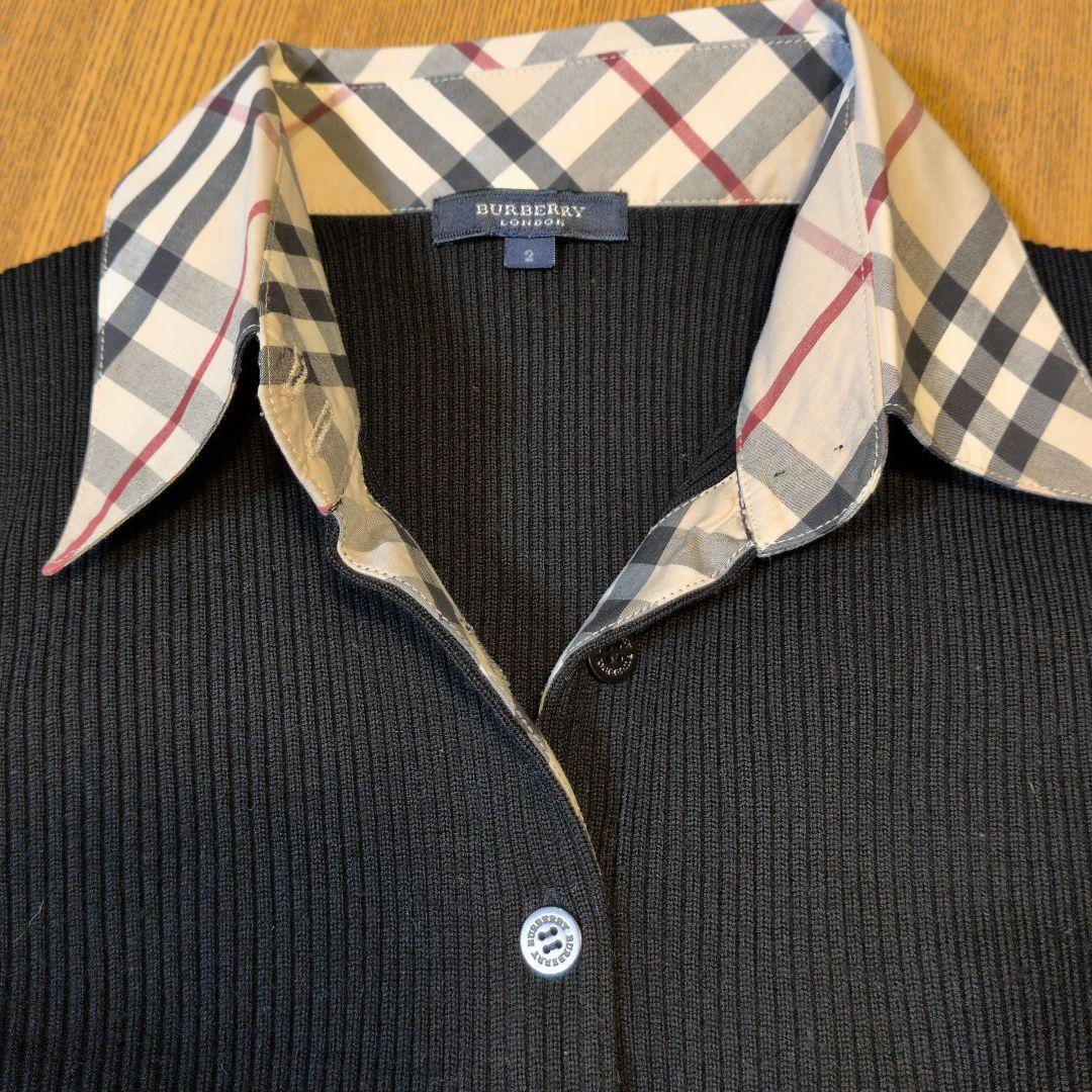 バーバリー　衿付きウールカーディガン