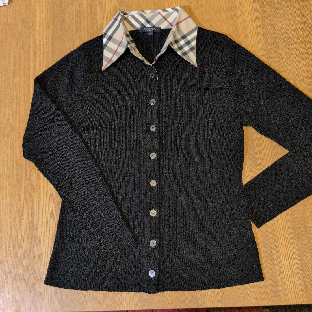 バーバリー　衿付きウールカーディガン