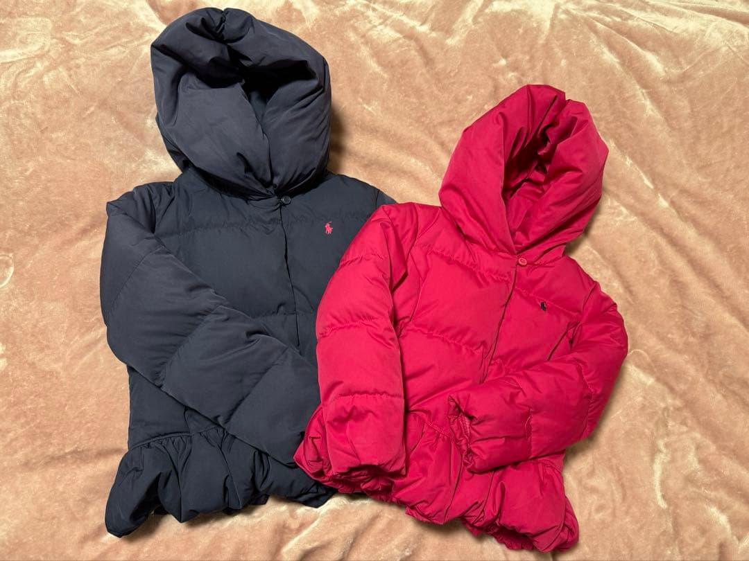 ラルフローレン　キッズ　ダウンジャケット　ネイビー、ピンク色　女の子