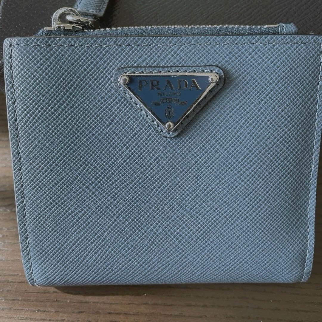 PRADA サフィアーノトライアングル ロゴ コンパクトウォレット