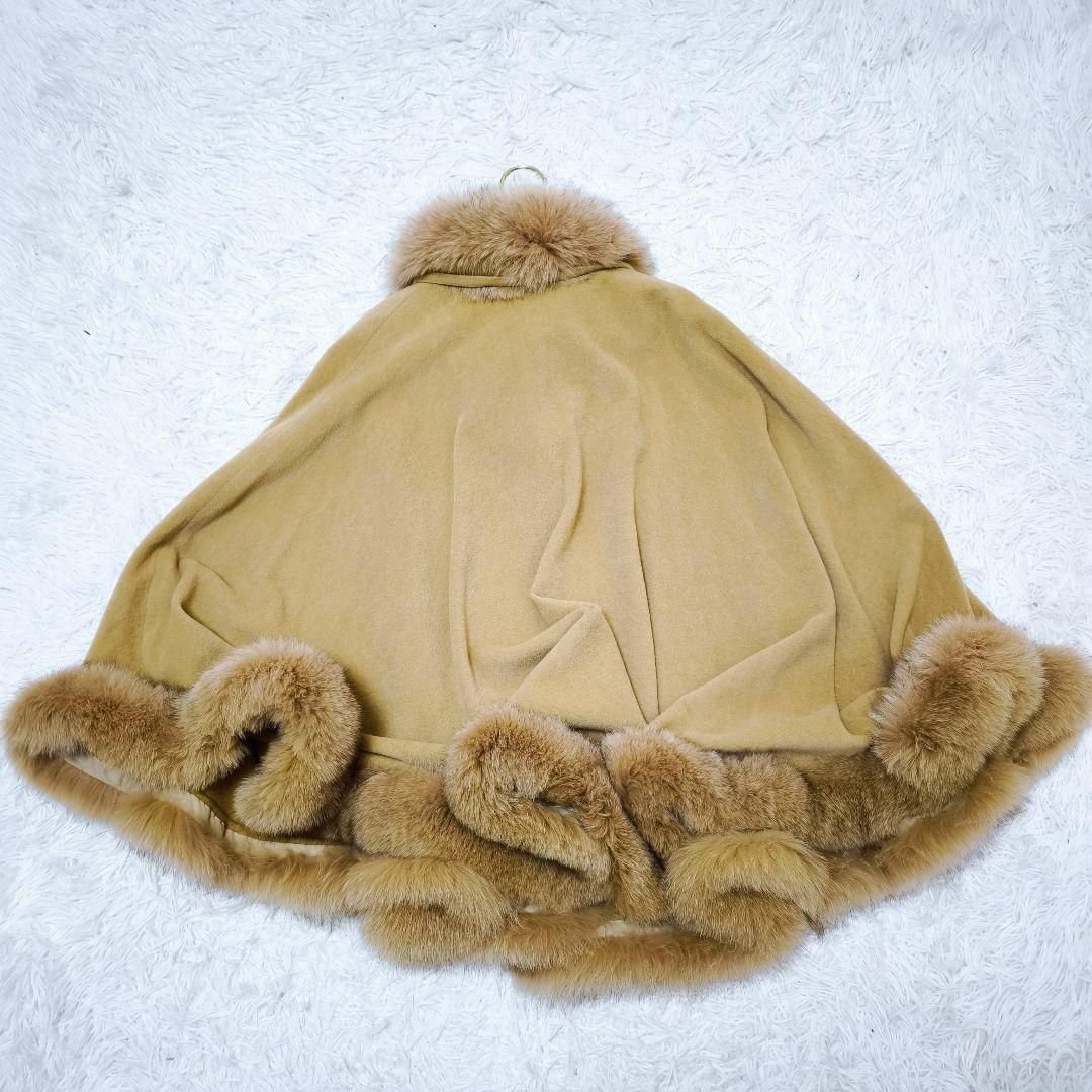 【極美品】SOLEILアンゴラ100% フォックスファー ケープポンチョコートM