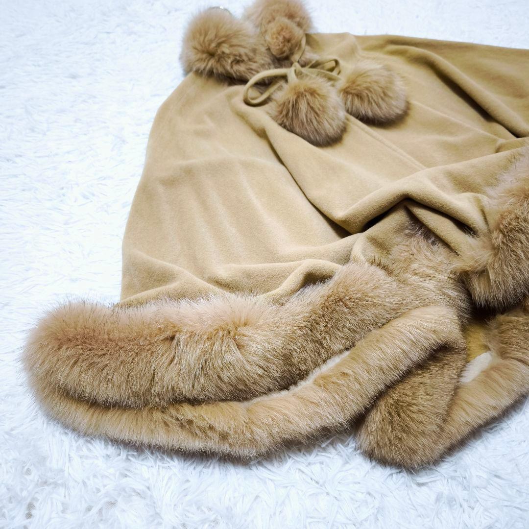 【極美品】SOLEILアンゴラ100% フォックスファー ケープポンチョコートM