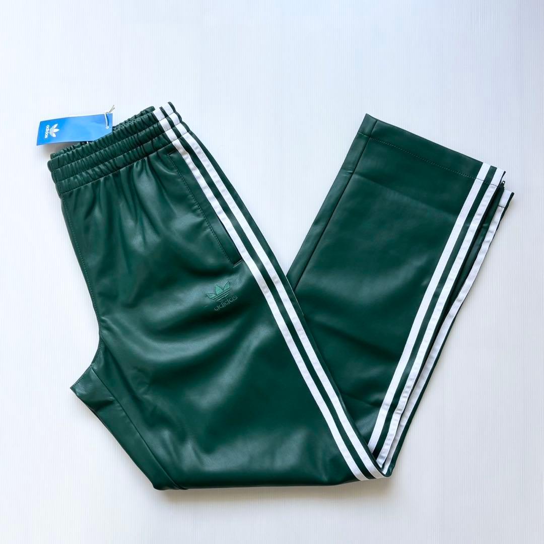 新品　adidas フェイクレザー ファイヤーバード トラックスーツパンツ緑L