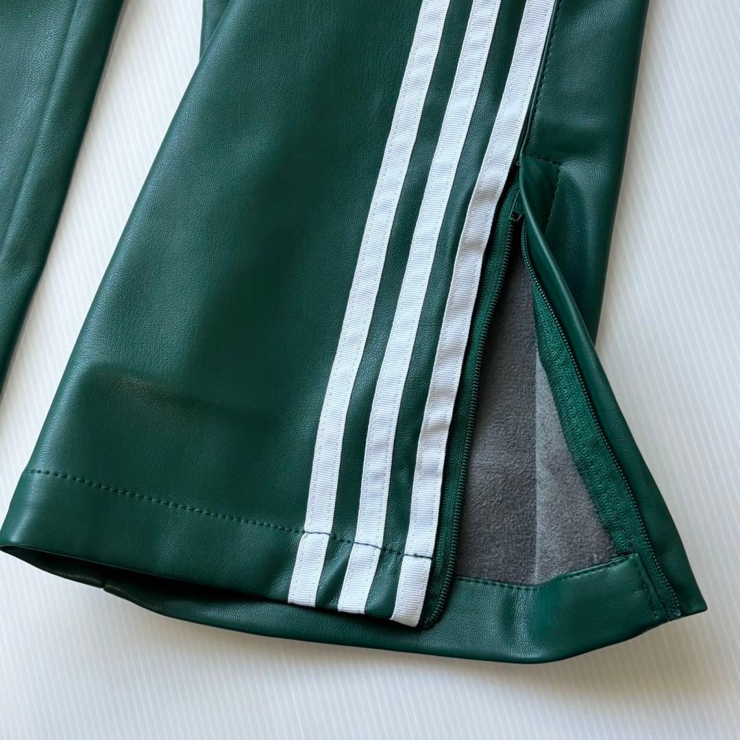 新品　adidas フェイクレザー ファイヤーバード トラックスーツパンツ緑L