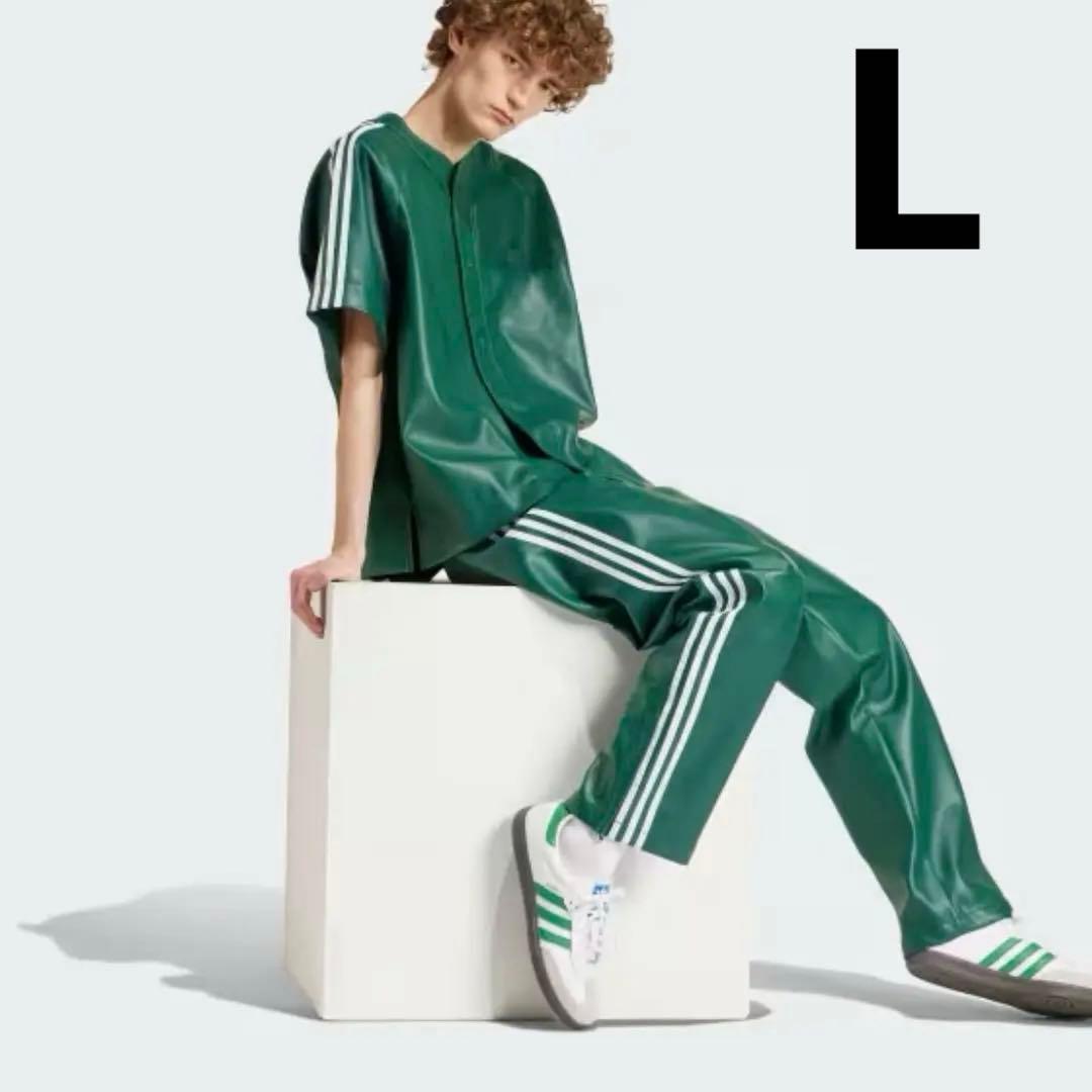 新品　adidas フェイクレザー ファイヤーバード トラックスーツパンツ緑L