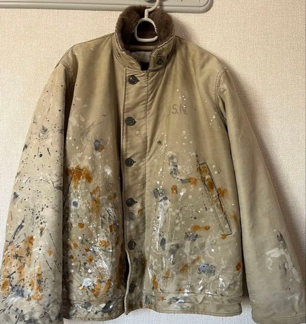雰囲気抜群　40s 50s USN N1 デッキジャケット 米軍実物　大きめ