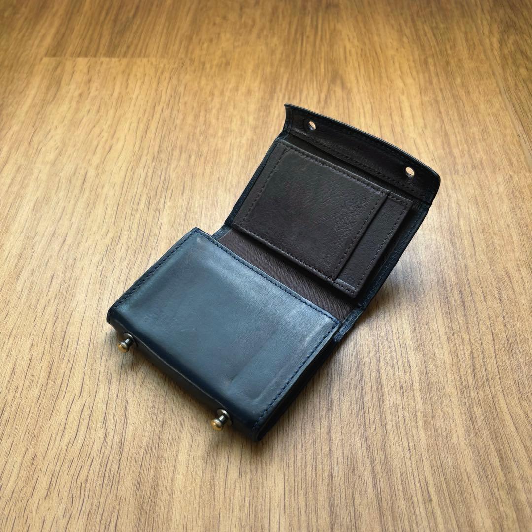 エムピウ　ミッレフォッリエ2 P25 ブルー　チョコ ネイビー系　レザー