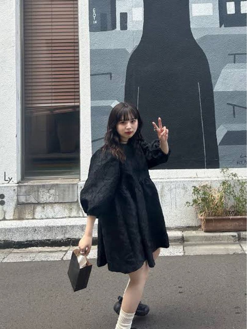 perna ジャガードボリュームブラウス ブラック