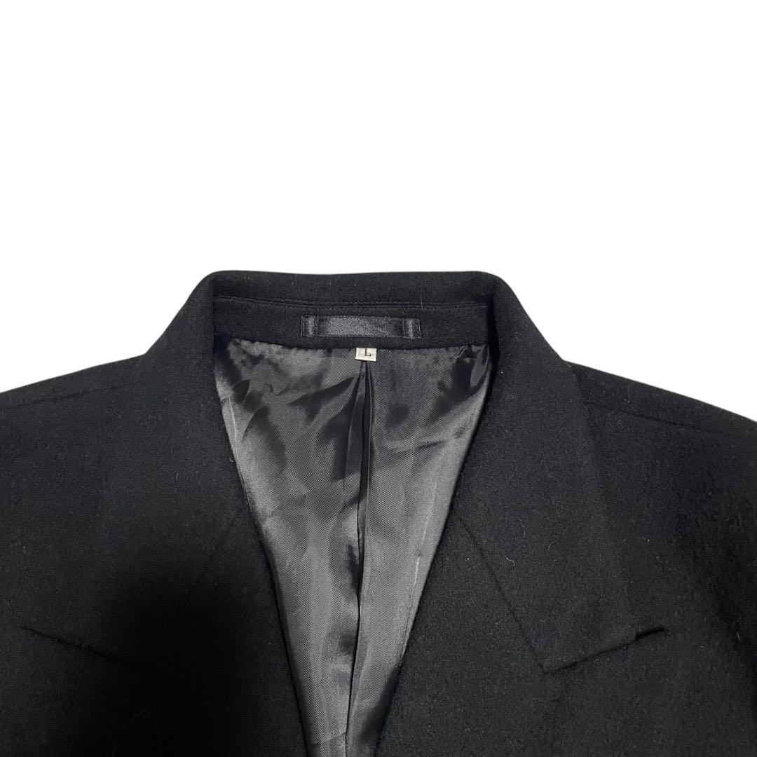 カシミヤ混×大きいサイズ【TORII】マキシ丈ダブルチェスターコート 黒 XL