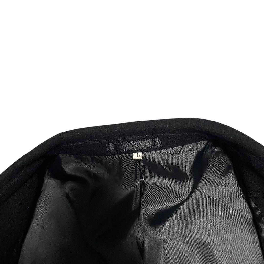 カシミヤ混×大きいサイズ【TORII】マキシ丈ダブルチェスターコート 黒 XL