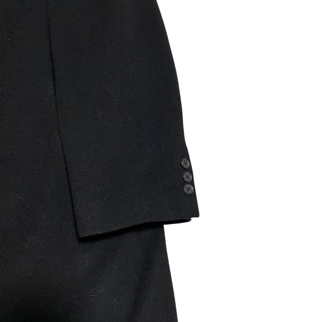 カシミヤ混×大きいサイズ【TORII】マキシ丈ダブルチェスターコート 黒 XL