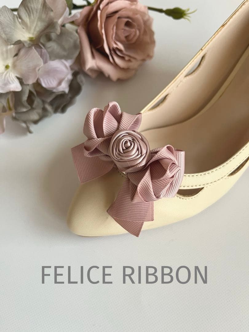 ハンドメイドリボン　おまとめ品　バレッタ　シューズクリップ　ヘアピン　ローズ