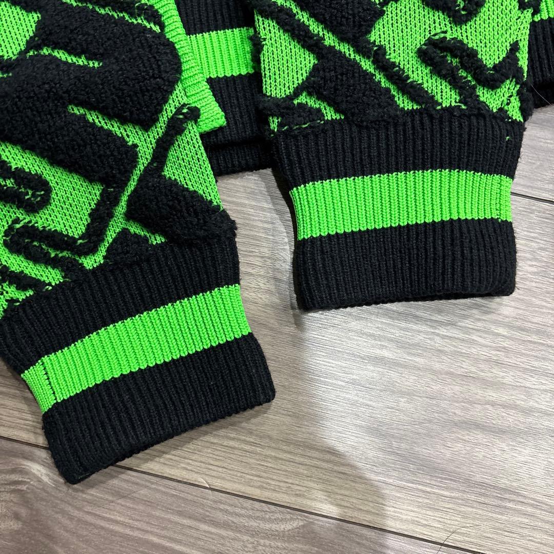 NBB WEEKENDロゴパターンニットセーター ブラック/グリーン