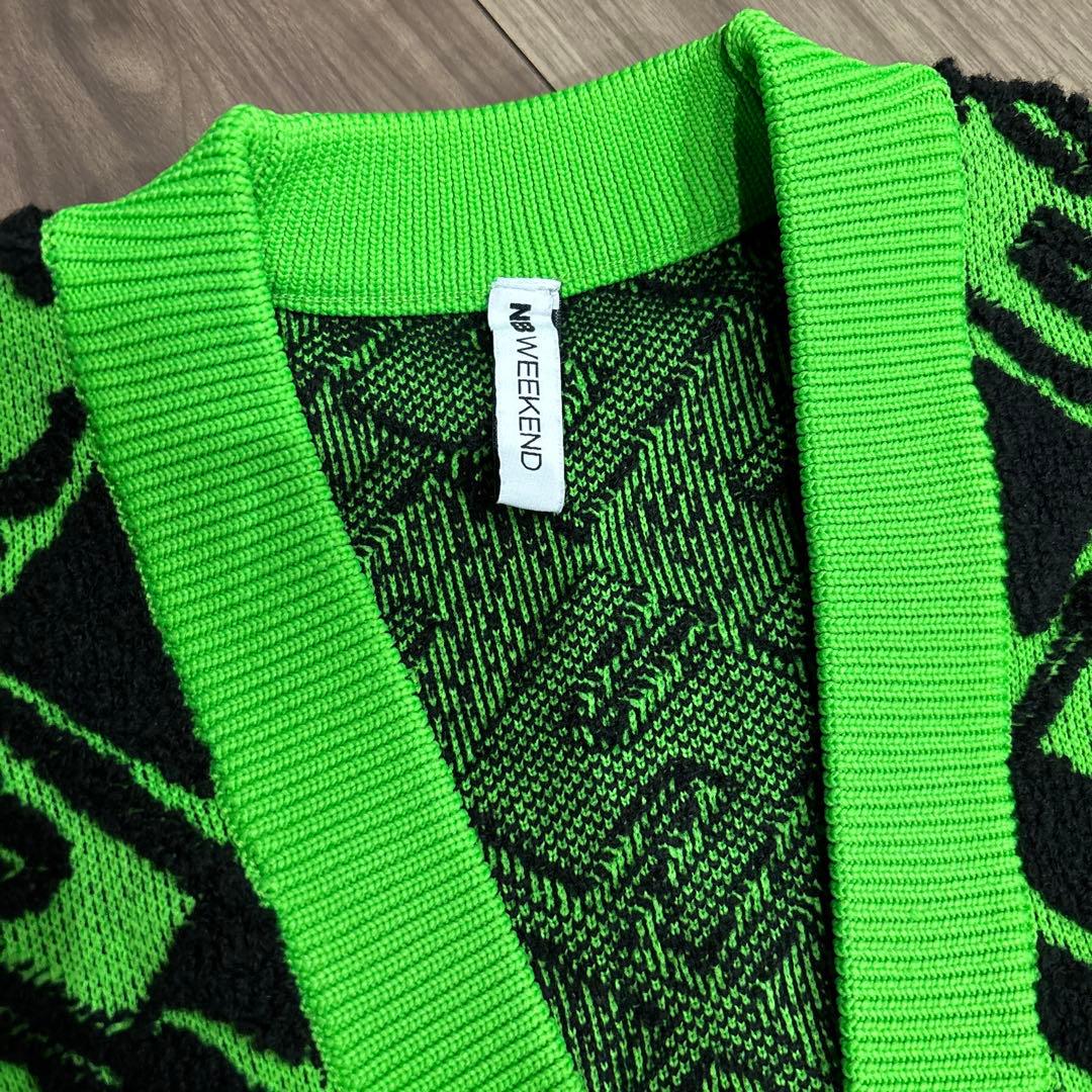 NBB WEEKENDロゴパターンニットセーター ブラック/グリーン
