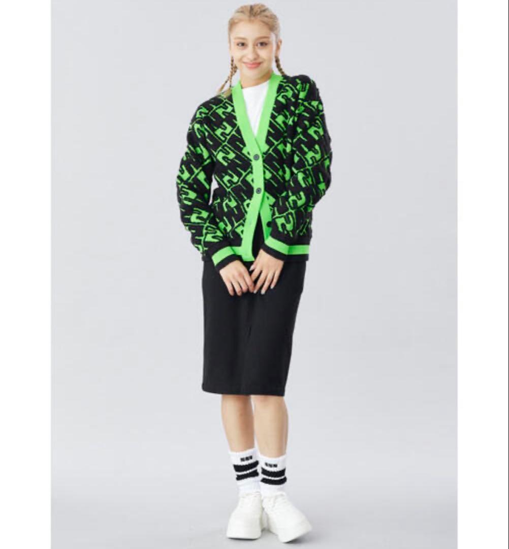 NBB WEEKENDロゴパターンニットセーター ブラック/グリーン