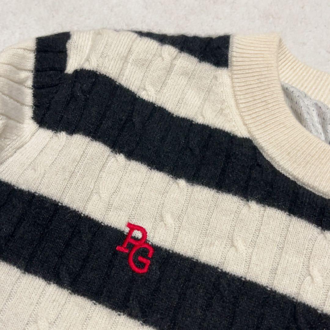 パーリーゲイツ　近年　カシミヤ　蓄熱裏地　防風　スニード　ニット　ボーダー　ロゴ