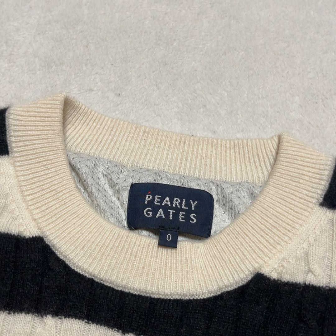 パーリーゲイツ　近年　カシミヤ　蓄熱裏地　防風　スニード　ニット　ボーダー　ロゴ