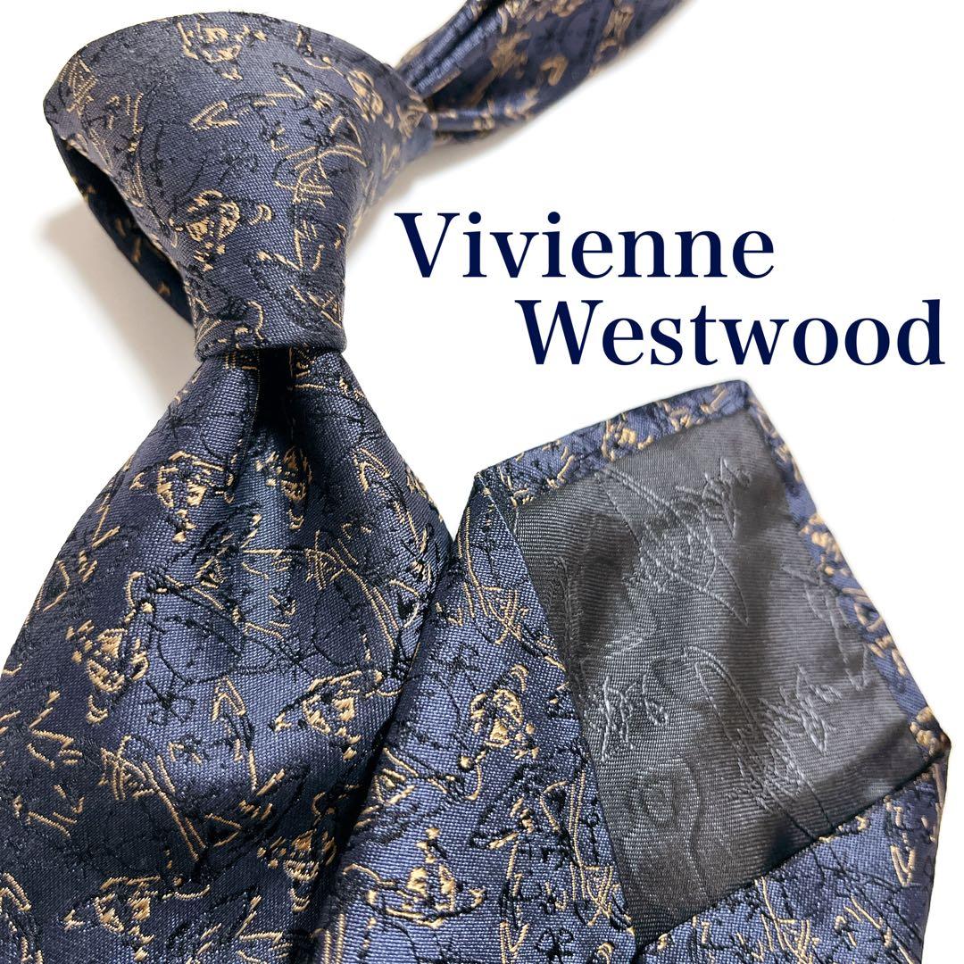 美品 ヴィヴィアンウエストウッド ネクタイ ハイブランド オーブロゴ 光沢 希少