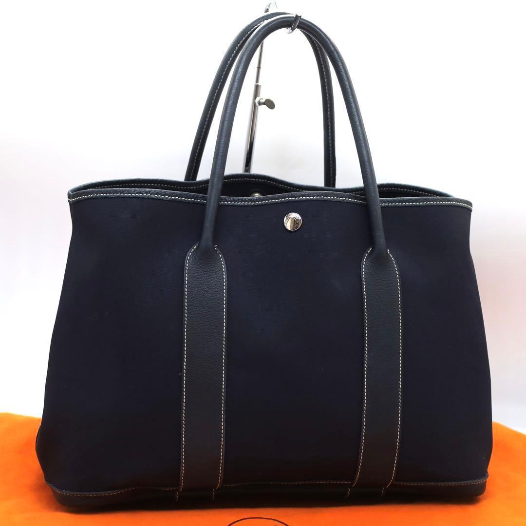 【美品❗✨】エルメス ガーデンパーティーPM トートバッグ ネイビー　紺