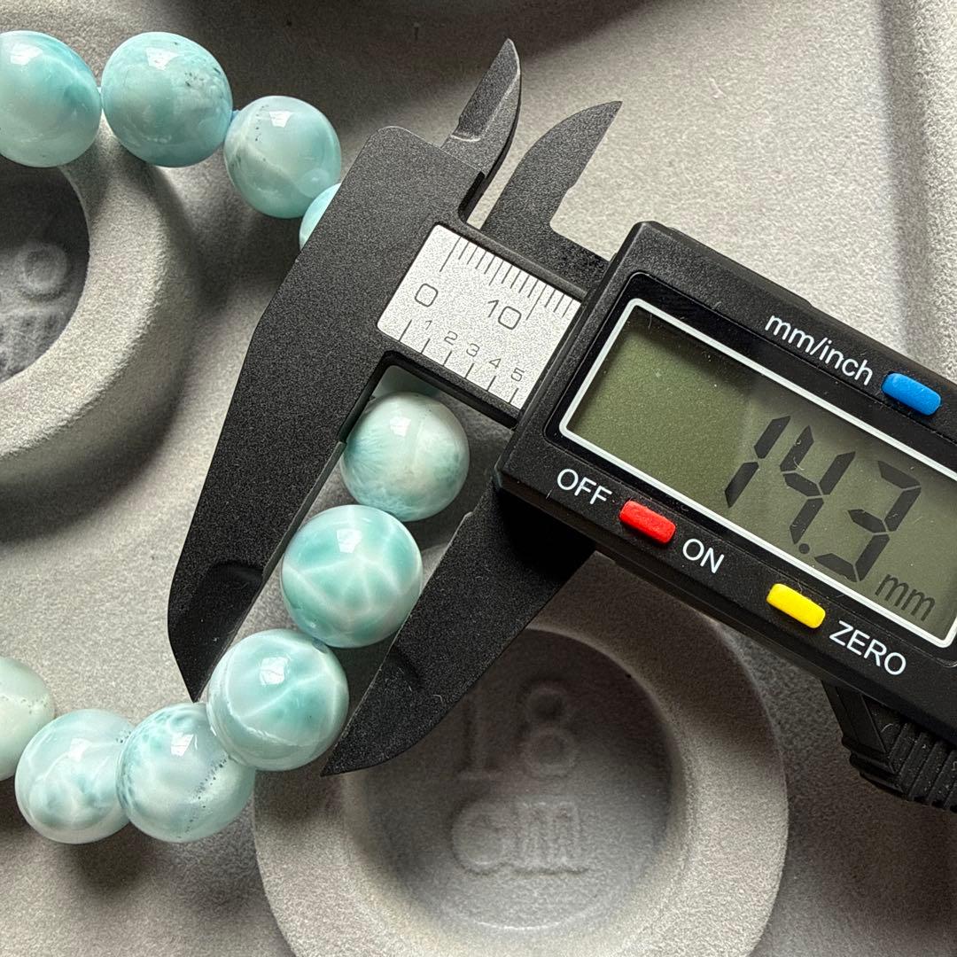 大玉　上質　ブルーラリマー アイスラリマー共生14ミリ