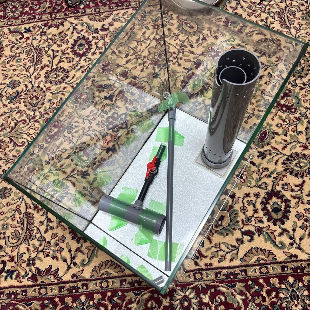 【引取限定】45㎝ オーバーフロー水槽 ガラス製 パイプ付き