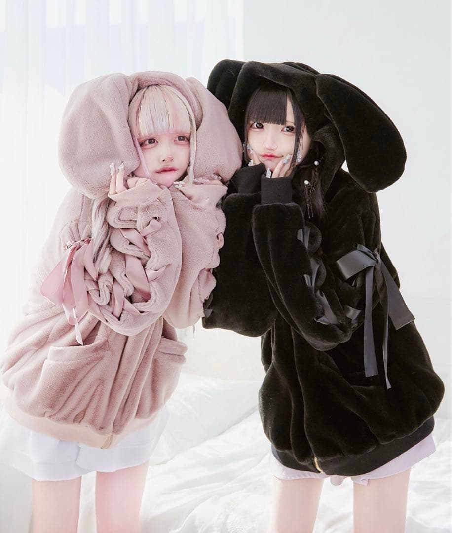 Pal elfy パルエルフィー うさ耳ファーコート ブラック