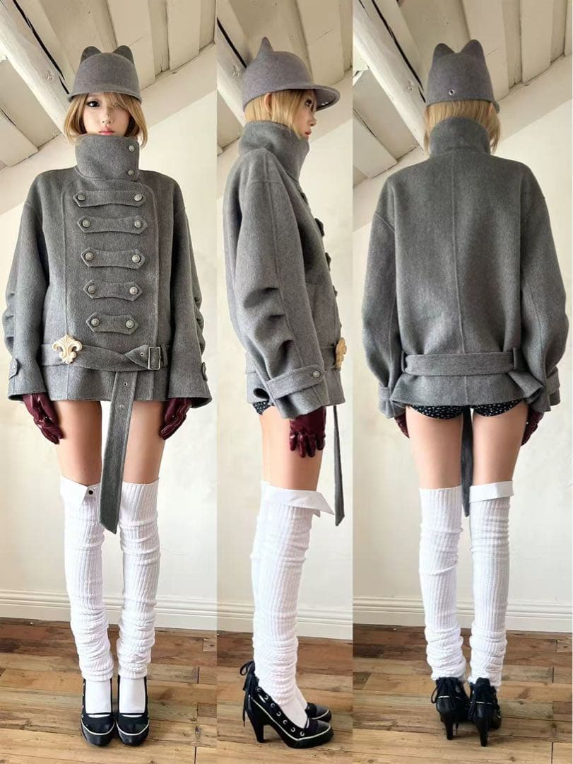 ウール ダブルブレスト ピーコート