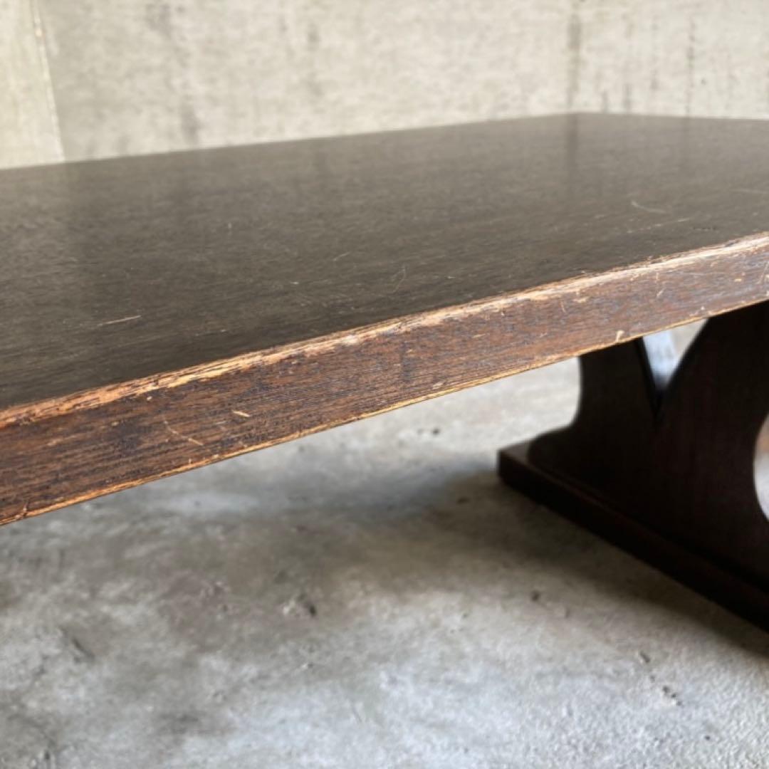 古い味のある文机 座卓 置物台 飾り棚 大型 透かし ハート型 木製 レトロ