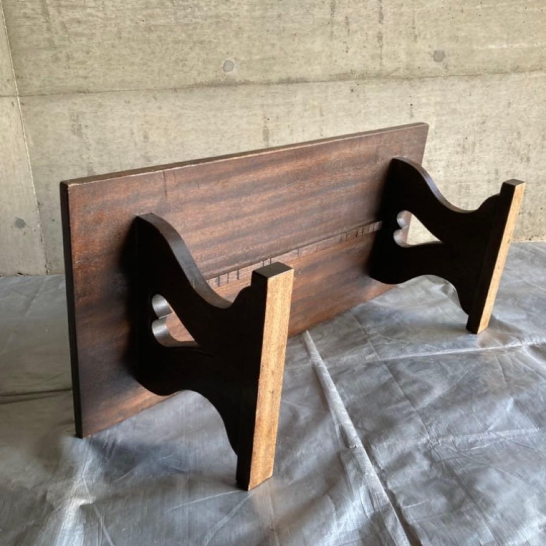 古い味のある文机 座卓 置物台 飾り棚 大型 透かし ハート型 木製 レトロ