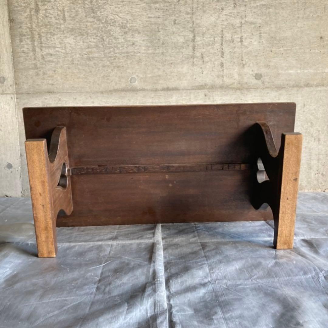 古い味のある文机 座卓 置物台 飾り棚 大型 透かし ハート型 木製 レトロ