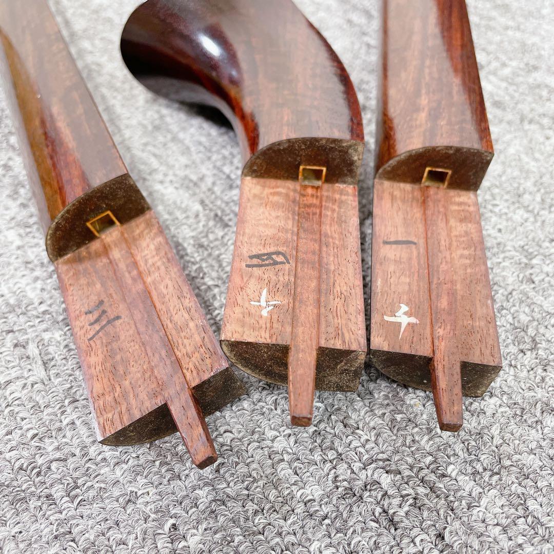 三味線 一本溝 紅木 子持ち綾杉 中棹 金細 和楽器 刻印あり