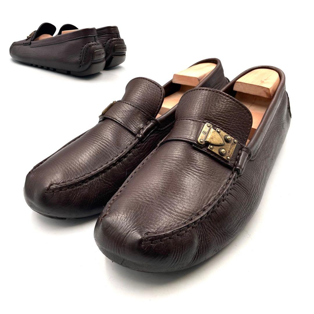 《超美品》ルイヴィトン スリッポン ドライビングシューズ レザー 茶 8 1/2