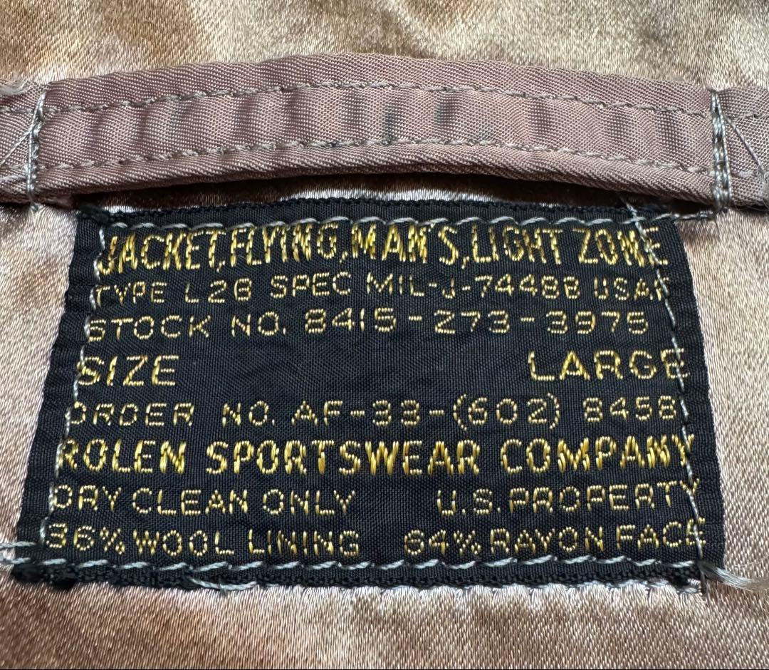 米軍実物　L-2B 50s 黒タグ　US AIR FORCE サイズL