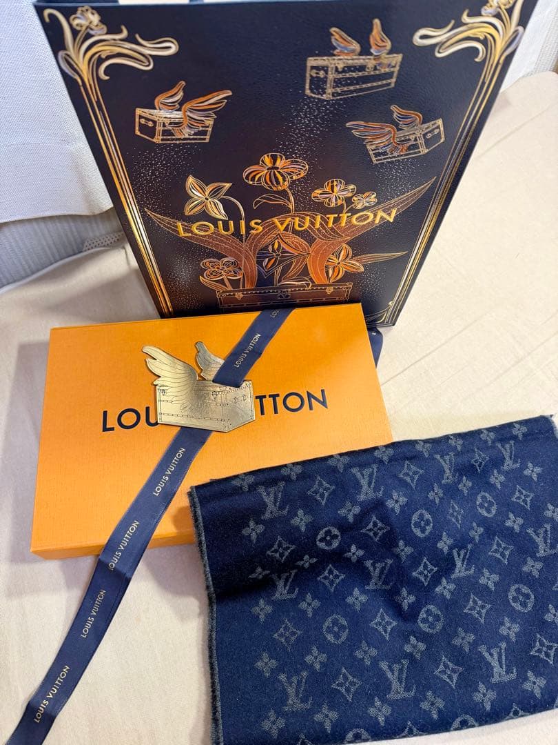 【非売品】Louis Vuitton ルイヴィトン ネイビー ストール　マフラー
