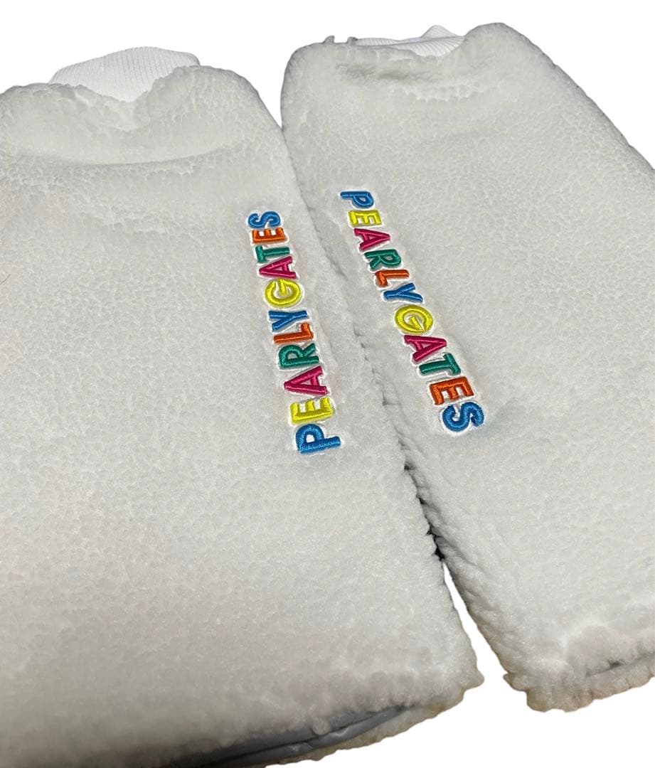 新品 未使用 パーリーゲイツ ボアフリース レッグウォーマーホワイト