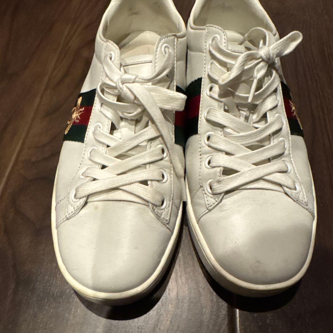 GUCCI ホワイトレザースニーカー 37