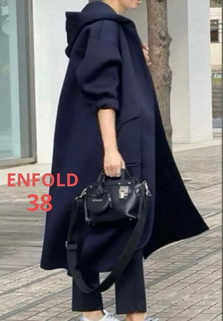 ENFOLD ボンディングフードコート　38 ネイビー
