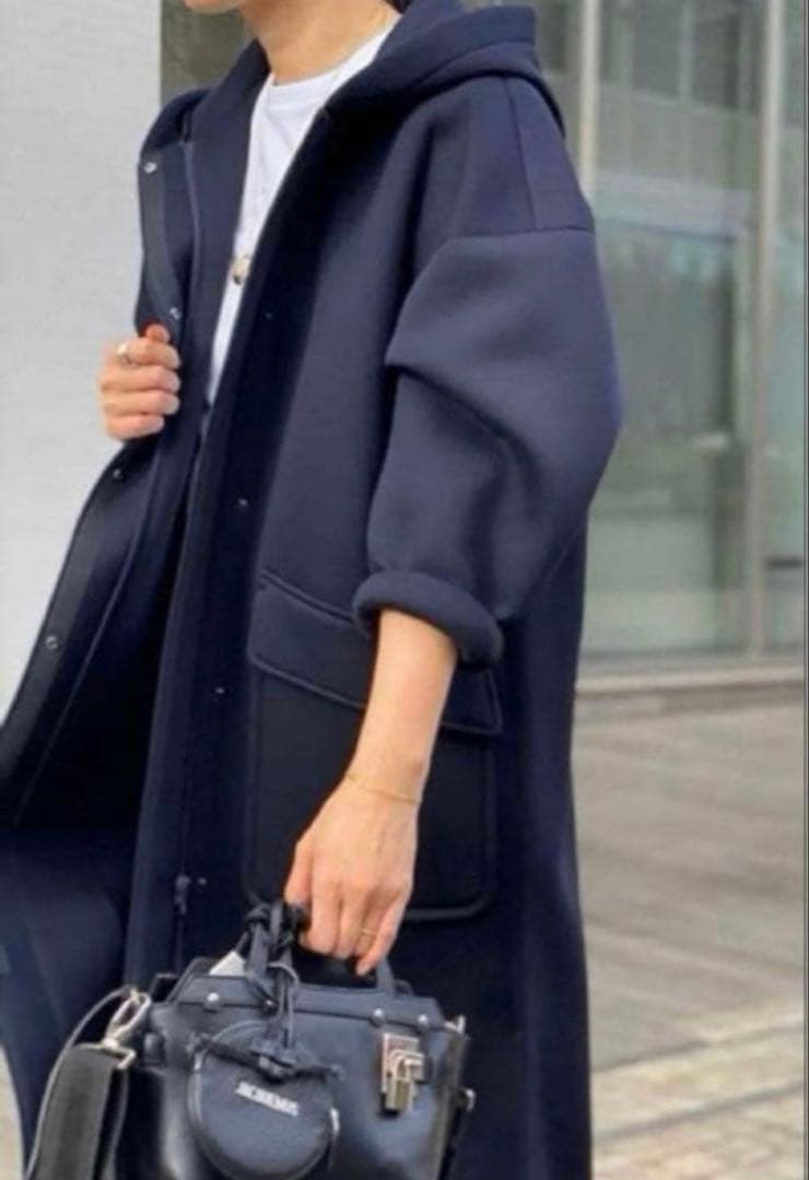 ENFOLD ボンディングフードコート　38 ネイビー