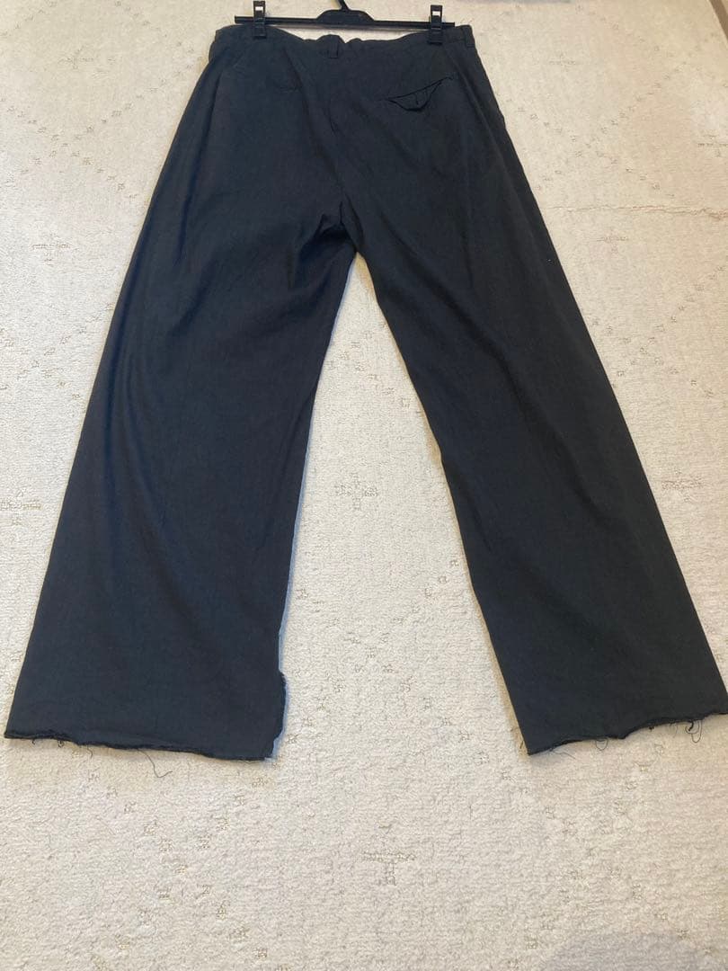 パンツ ANCELLM CUT OFF SLIT TUCK SLACKS BLACK 2