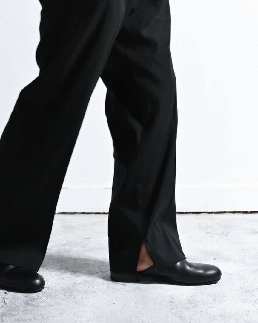 パンツ ANCELLM CUT OFF SLIT TUCK SLACKS BLACK 2