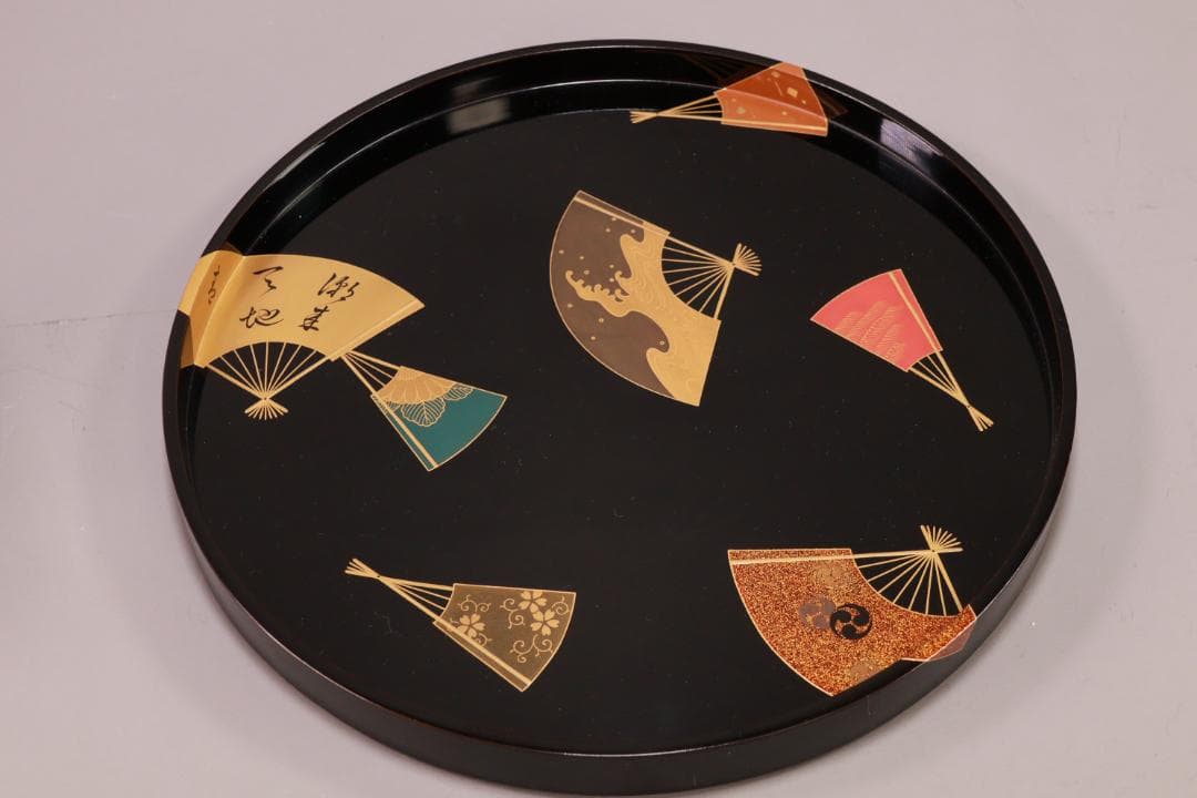 輪島塗　扇面金蒔絵　お櫃　はんがい　受け盆　お櫃台　会席　茶懐石　② BJ081