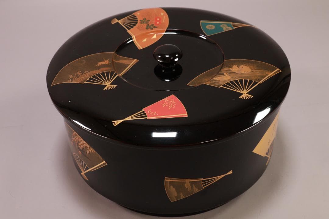 輪島塗　扇面金蒔絵　お櫃　はんがい　受け盆　お櫃台　会席　茶懐石　② BJ081