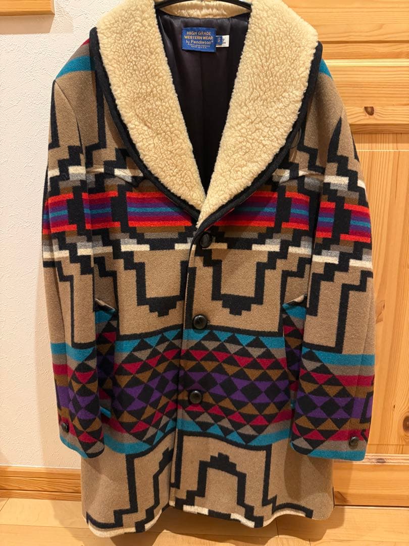 Pendleton 幾何学模様ウールコート サイズ40